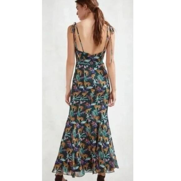 NWT Fame And Partners X FREE PEOPLE Elham Jungle Print Maxi Dress Sz 6 - Picture 7 of 9